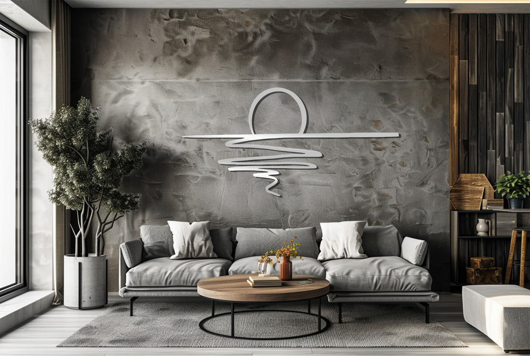 Abstract Sunset Metal Wall Art – Minimalist Coastal Decor