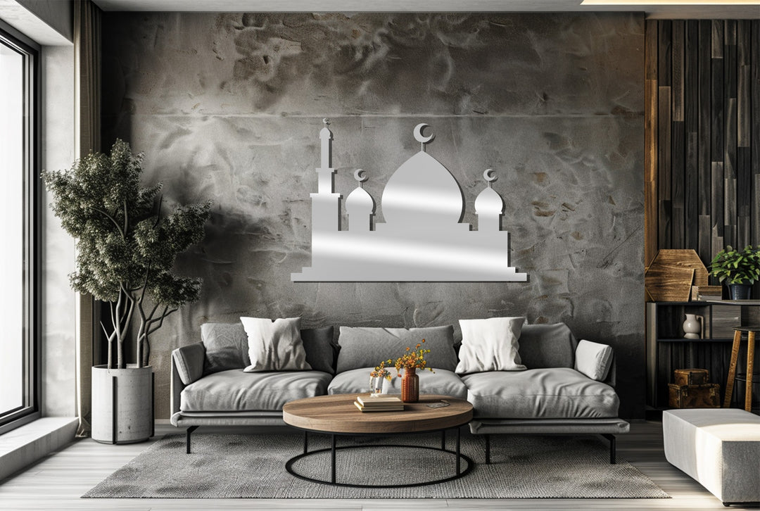 Crescent moon mosque metal wall art design