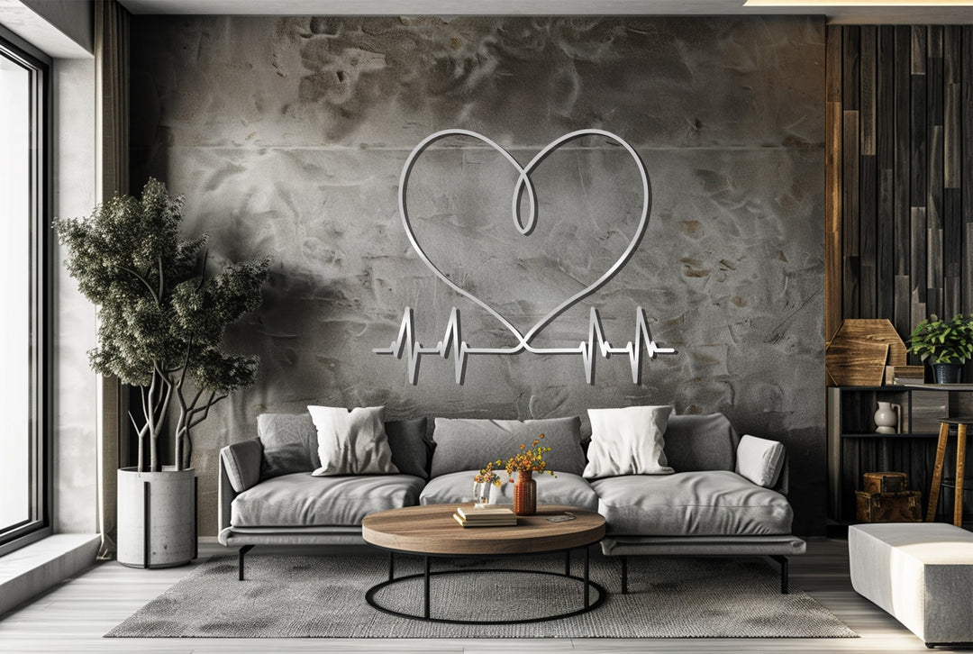 Modern heart pulse metal wall decoration