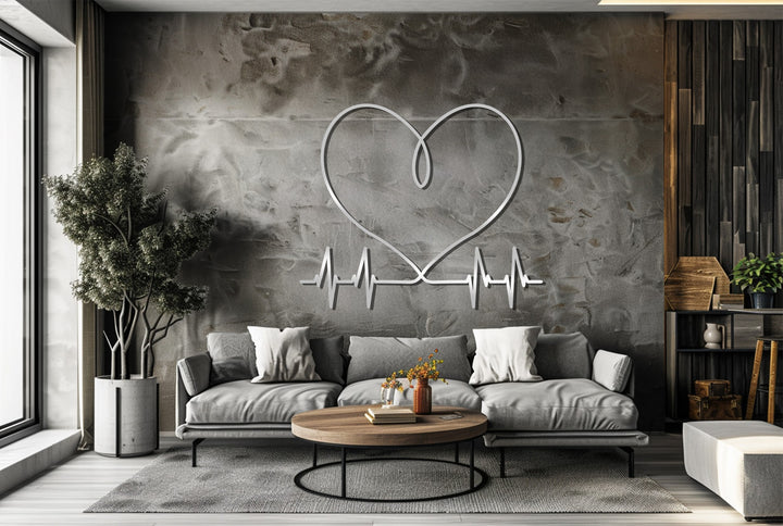 Modern heart pulse metal wall decoration