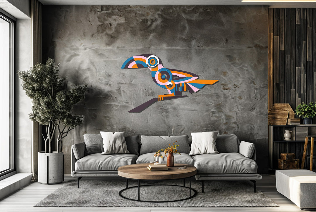 Abstract Toucan Metal Wall Art – Colorful Geometric Bird Home Decor