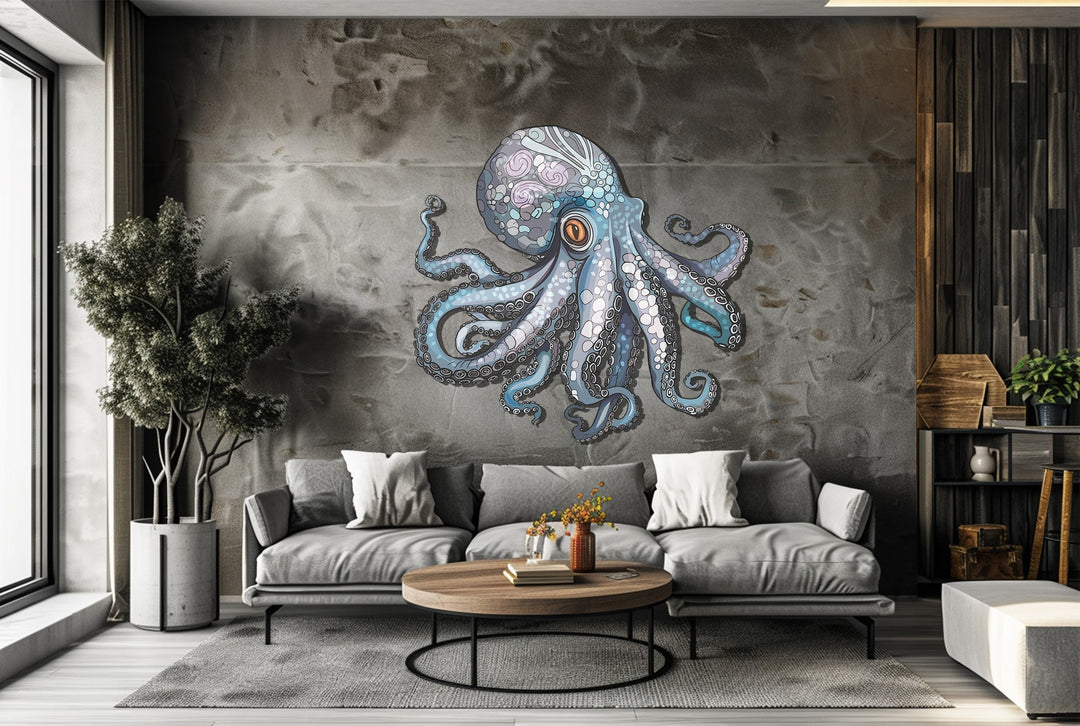 Ocean Octopus Metal Wall Art – Intricate Marine-Inspired Home Decor