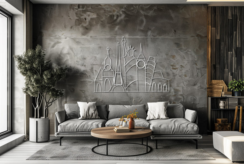 Famous world monuments metal wall decor