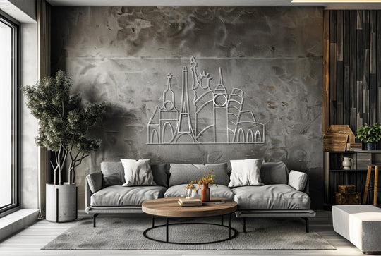 Famous world monuments metal wall decor