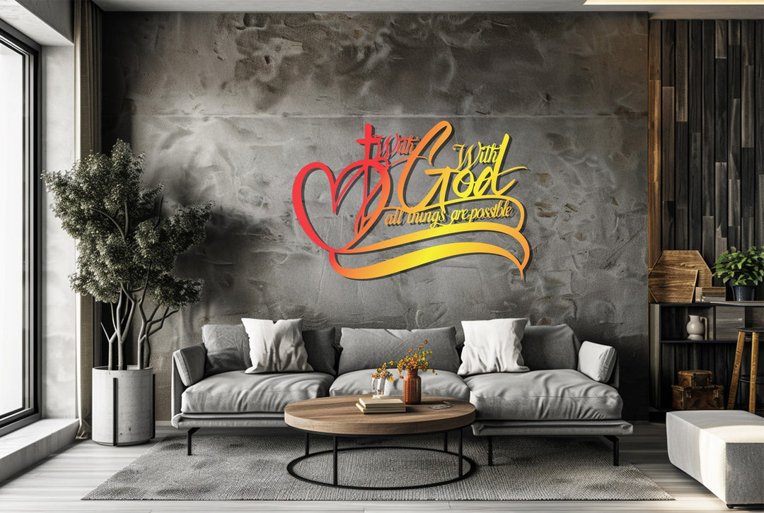 With God All Things Are Possible Metal Wall Art – Inspirational Christian Décor