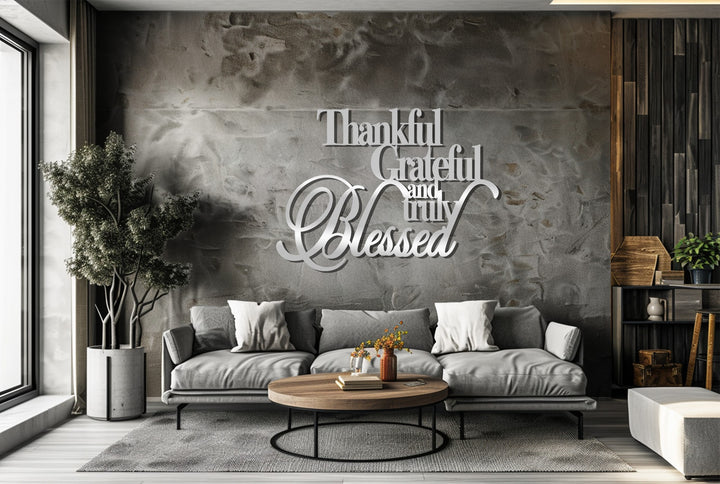 Faith and gratitude quote metal wall design