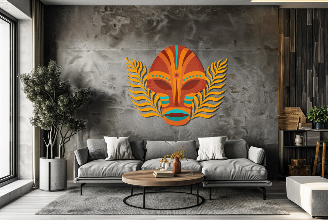 Tribal Mask Metal Wall Art – Ethnic Abstract Wall Decor