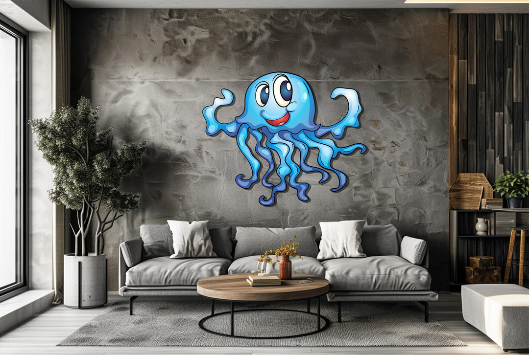 Happy Jellyfish Metal Wall Art – Playful Ocean-Inspired Design