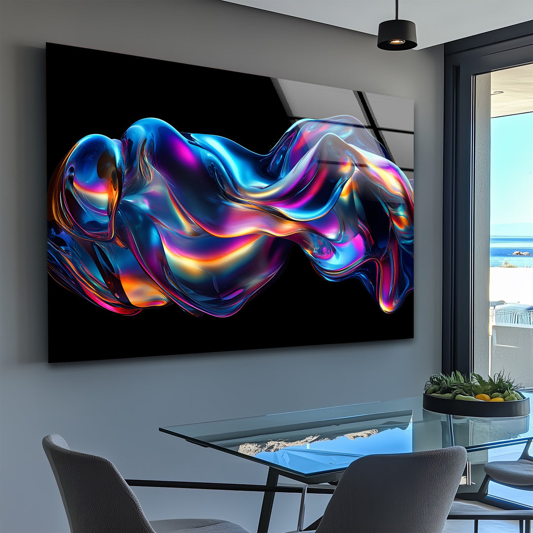 Neon Liquid Pulse – Vibrant Chromatic Flow Glass Wall Art