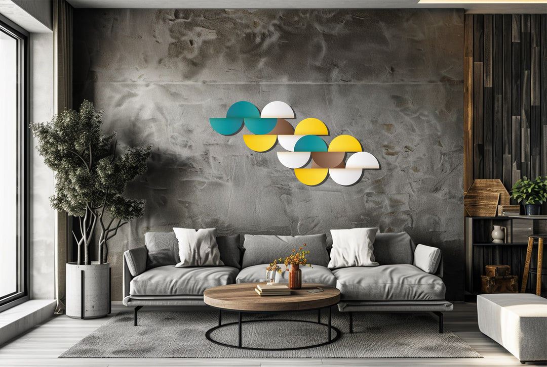 Modern Geometric Circles Metal Wall Art – Abstract Minimalist Home Decor