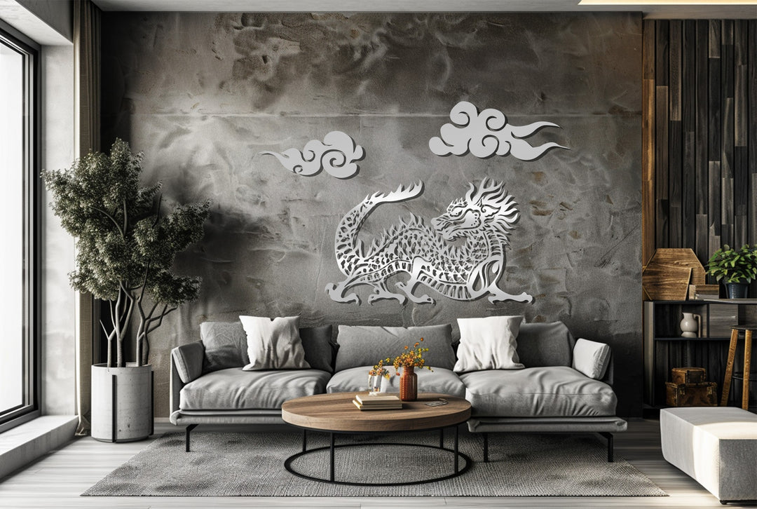 Oriental Red Dragon Metal Wall Art – Mythical Asian Décor