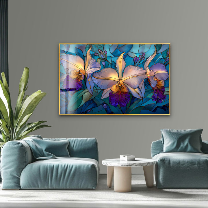Orchid Symphony – Tropical Bloom Glass Wall Art