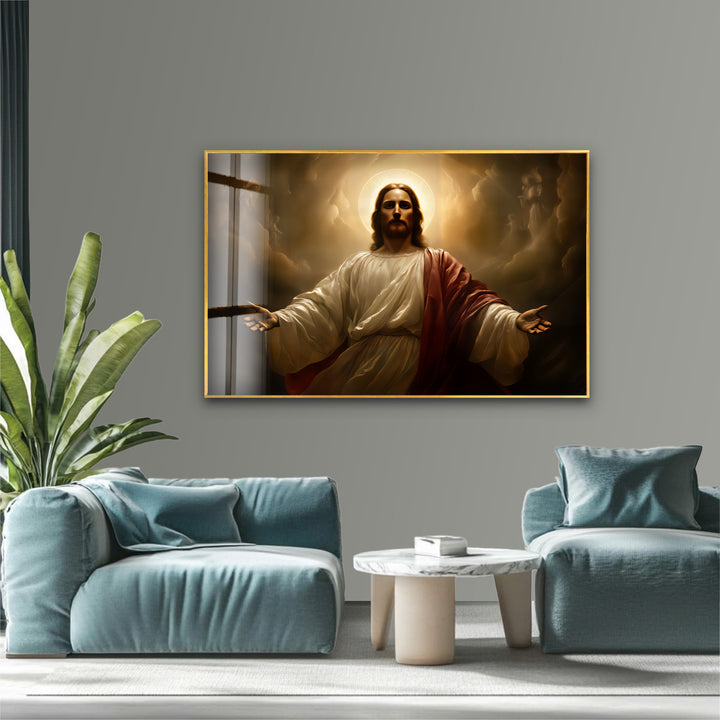 Divine Light – Sacred Jesus Portrait Glass Wall Art