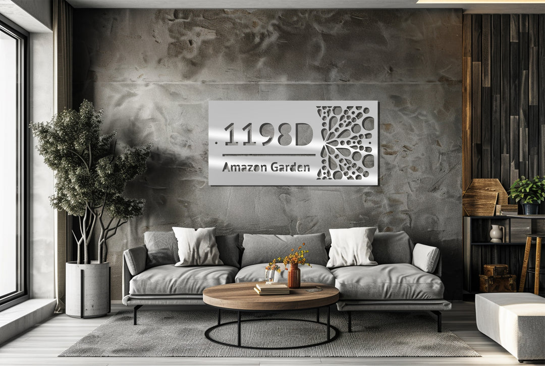 Custom Metal Address Plaque – Modern Raindrop Design House Number Sign