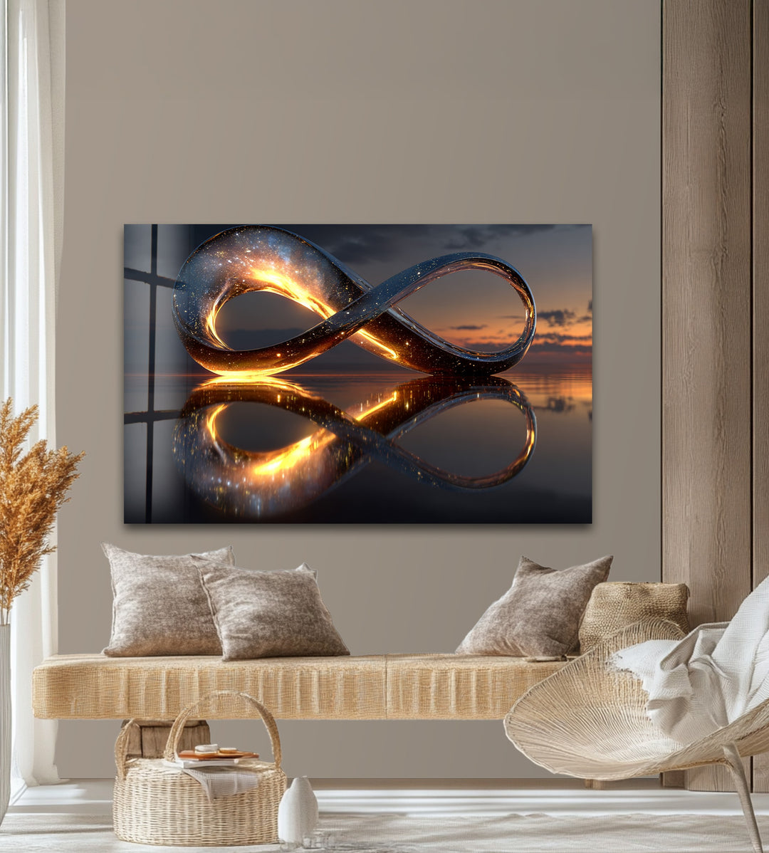 Eternal Horizon Loop – Illuminated Infinity Sculpture Glass Wall Art
