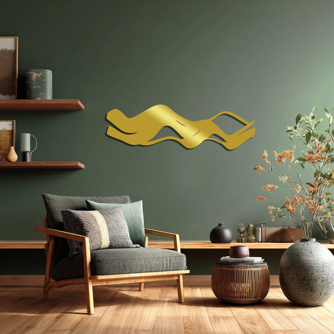 Abstract Waves Metal Wall Art – Modern Minimalist Black Wall Decor