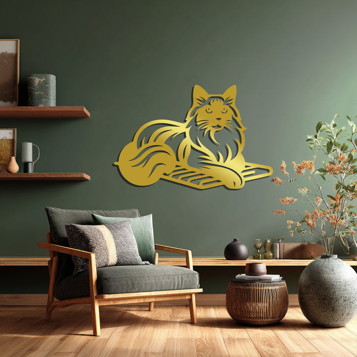 Feline metal wall art design