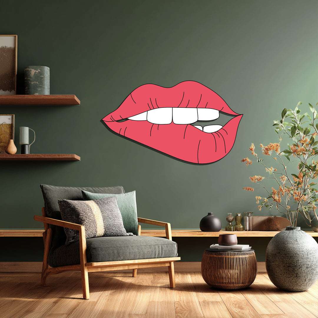 Red Lips Metal Wall Art – Modern Sensual Pop Art Home Decor