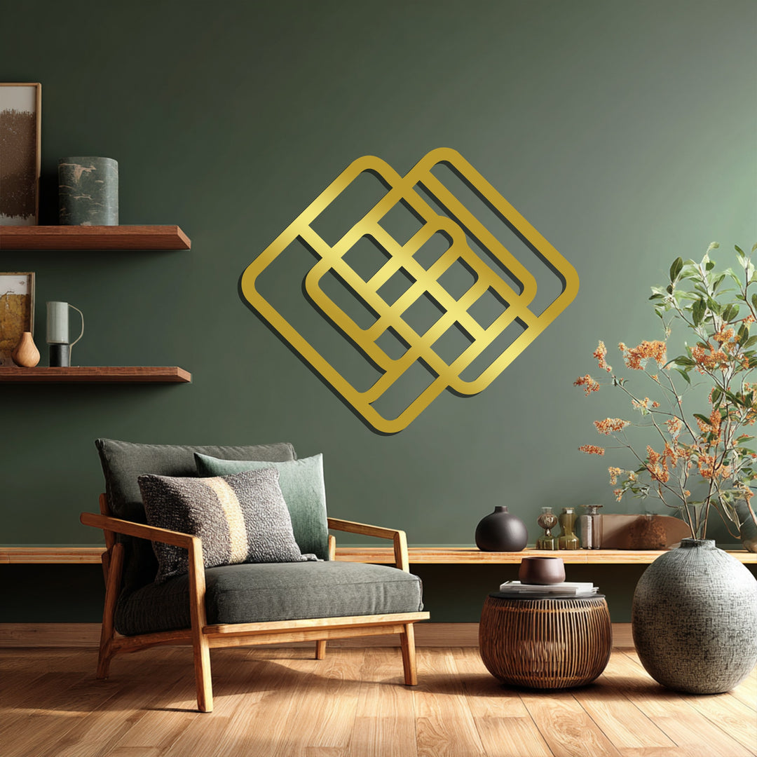 Geometric Woven Squares Metal Wall Art – Modern Abstract Décor