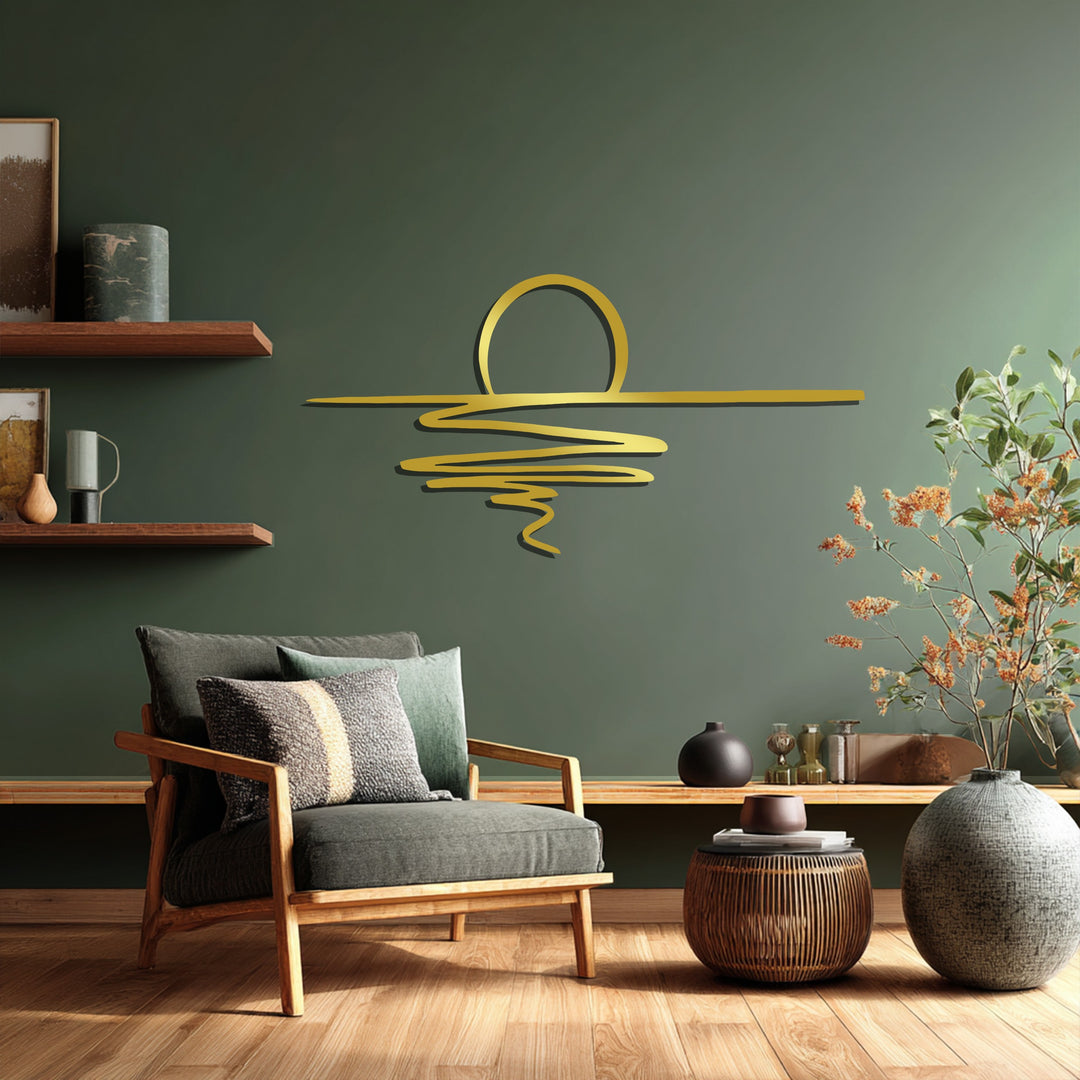 Abstract Sunset Metal Wall Art – Minimalist Coastal Decor