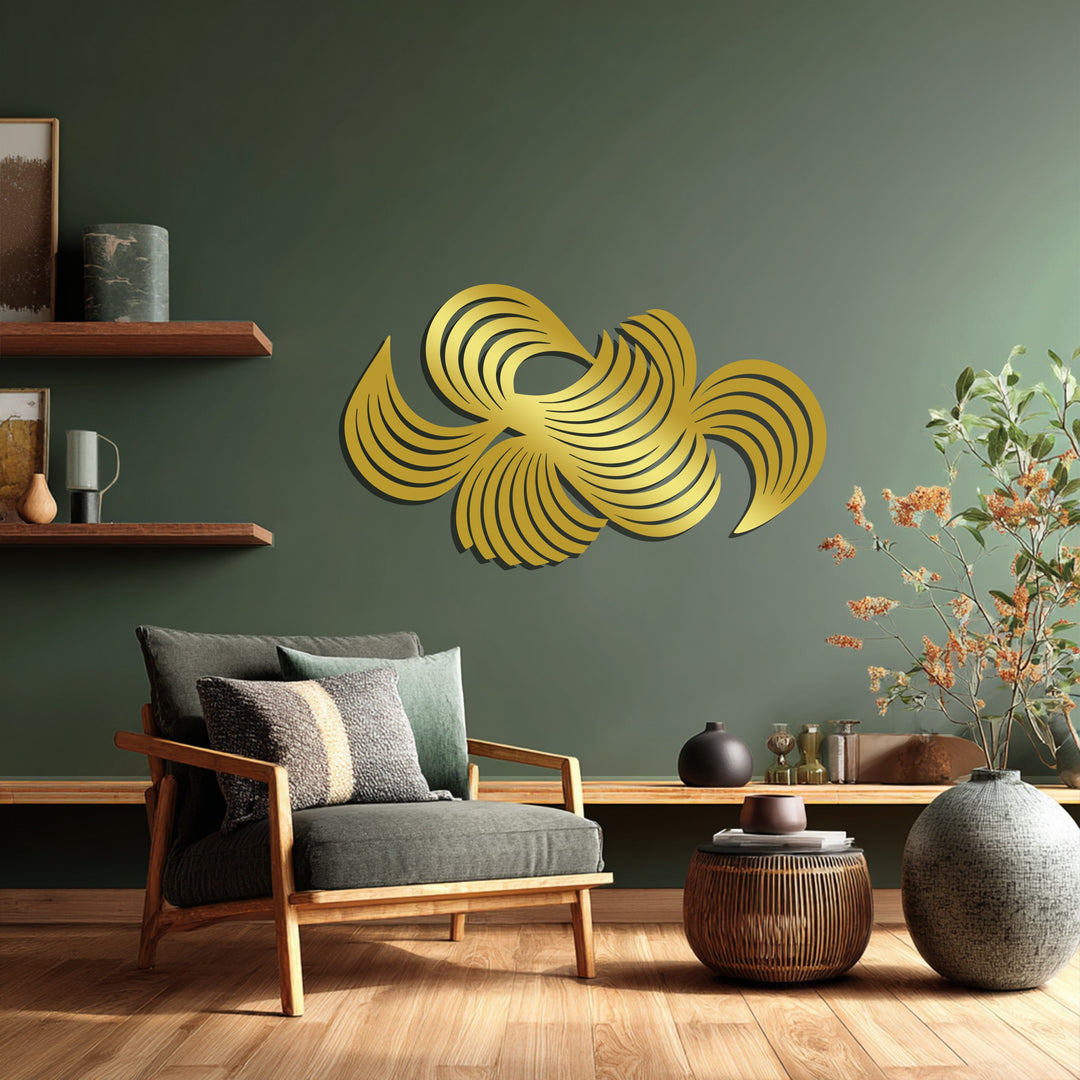 Modern Abstract Swirl Metal Wall Art – Black Geometric Home Décor