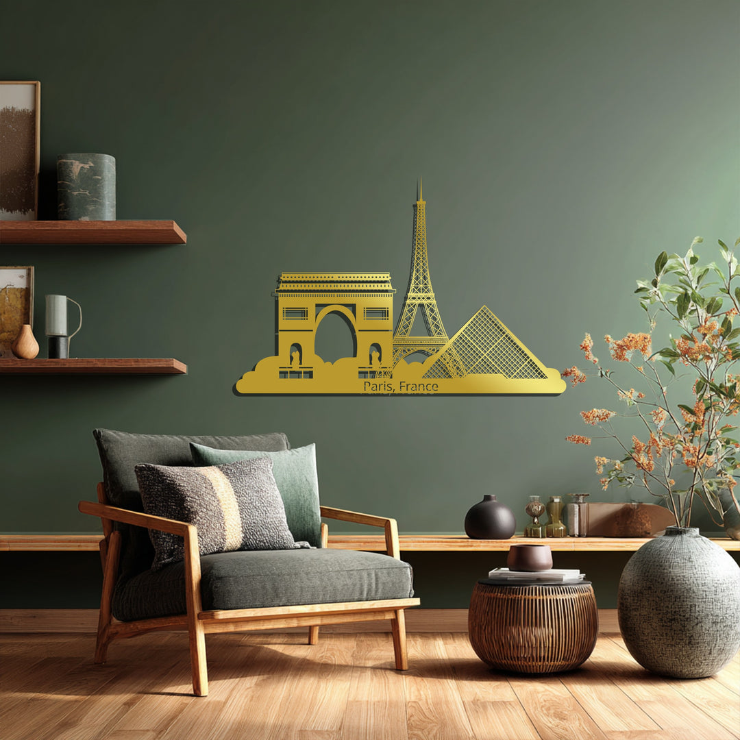 Black Paris cityscape metal wall decoration