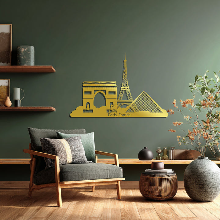 Black Paris cityscape metal wall decoration