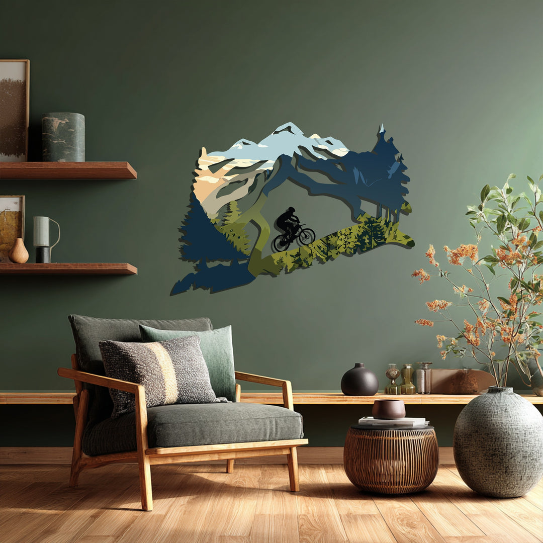Mountain Biker Metal Wall Art – Adventure Landscape Design