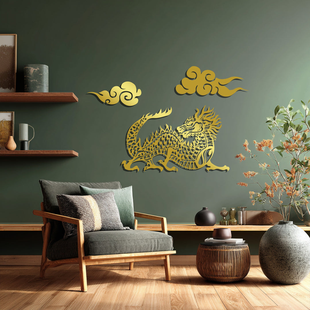 Oriental Red Dragon Metal Wall Art – Mythical Asian Décor
