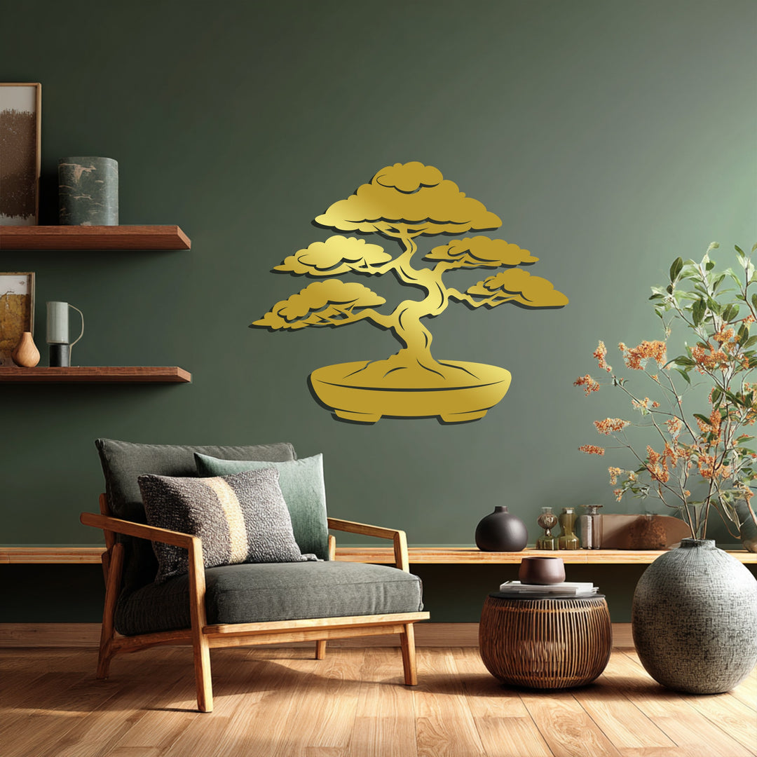 Serene Bonsai Essence – Japanese Tree Metal Wall Art