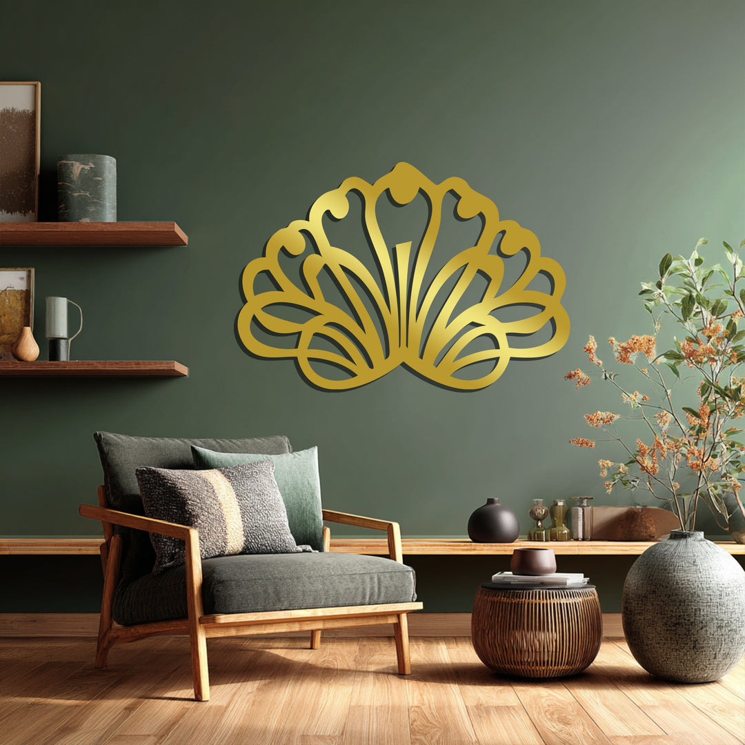 Floral Fan Metal Wall Art – Modern Black Geometric Flower Design