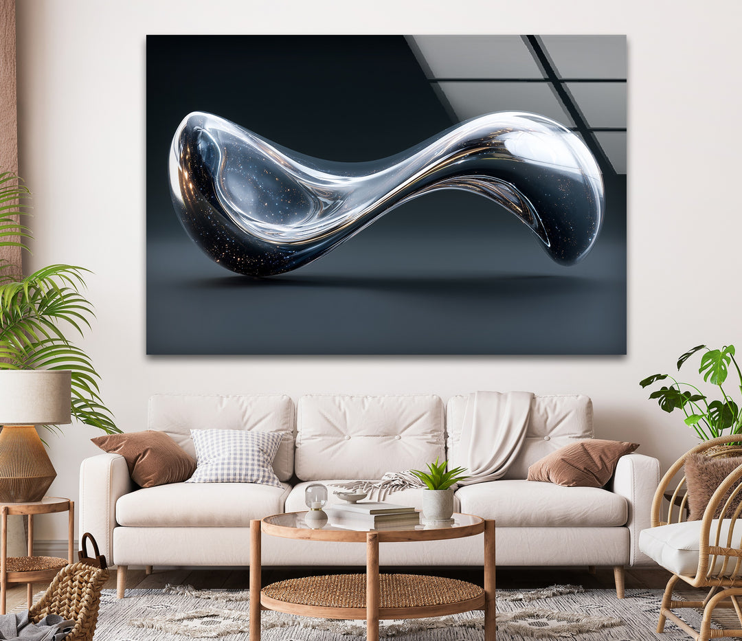 Stellar Glass Continuum – Futuristic Cosmic Sculpture Wall Art