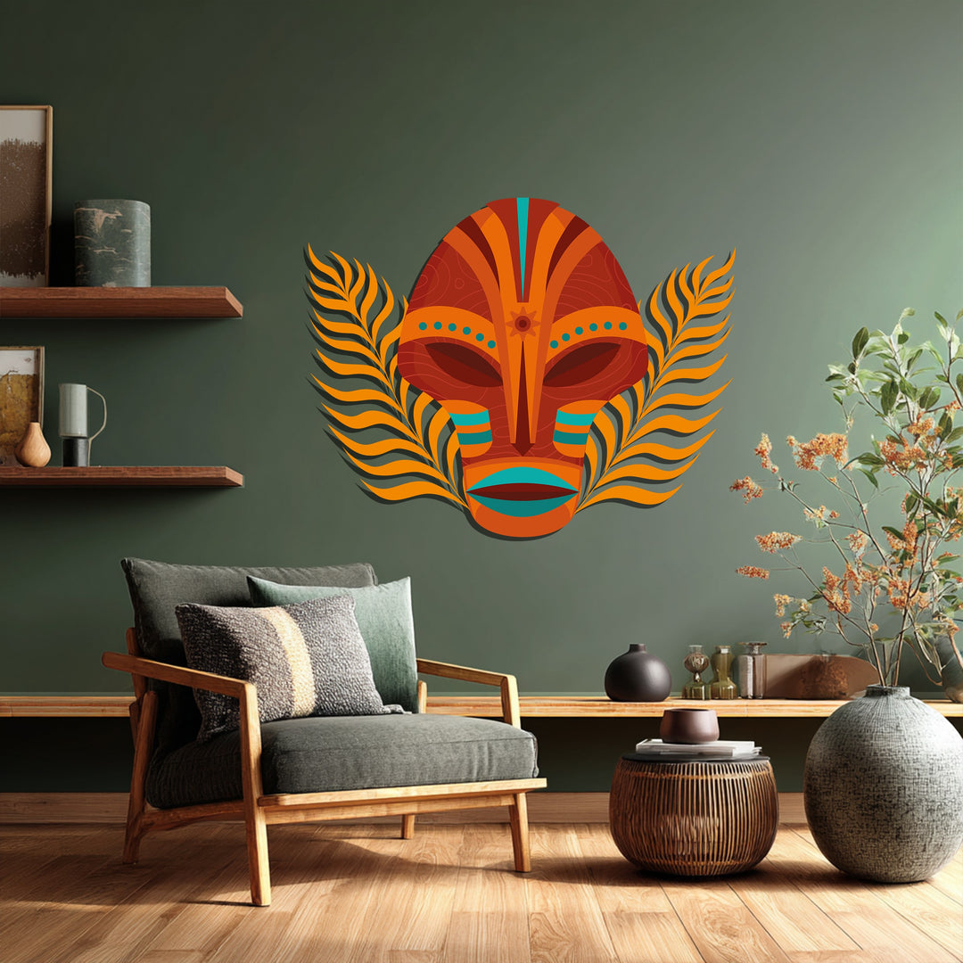 Tribal Mask Metal Wall Art – Ethnic Abstract Wall Decor