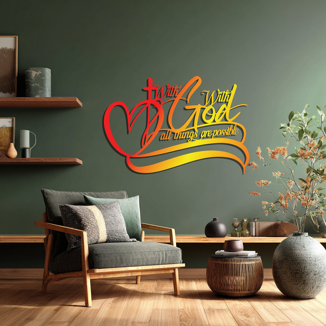 With God All Things Are Possible Metal Wall Art – Inspirational Christian Décor
