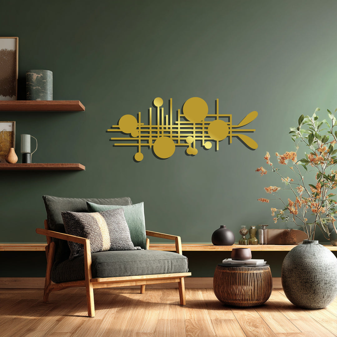 Abstract Circles & Lines Metal Wall Art – Modern Geometric Sculpture