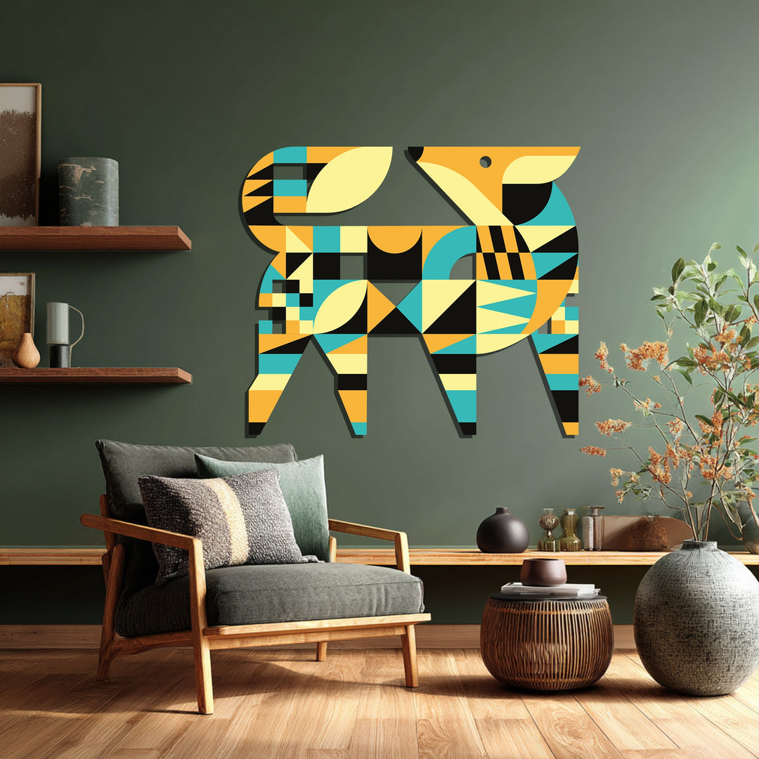 Modern animal-inspired metal wall decor with abstract fox design