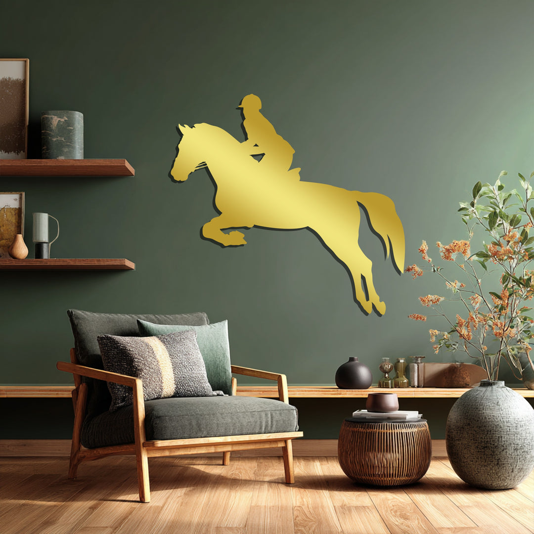 Show jumping horse metal wall decor