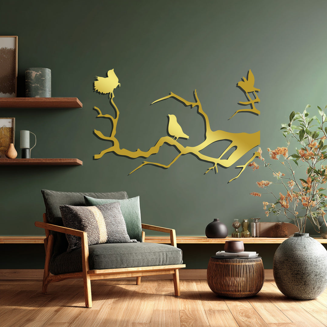 Birds on Branch Metal Wall Art – Nature-Inspired Silhouette