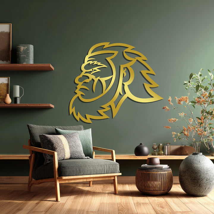 King lion head black metal decor