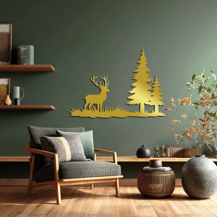 Nature-inspired deer metal wall hanging