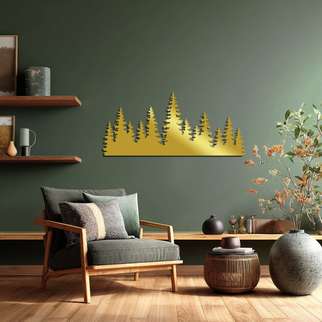 Pine Forest Silhouette – Rustic Nature Metal Wall Art
