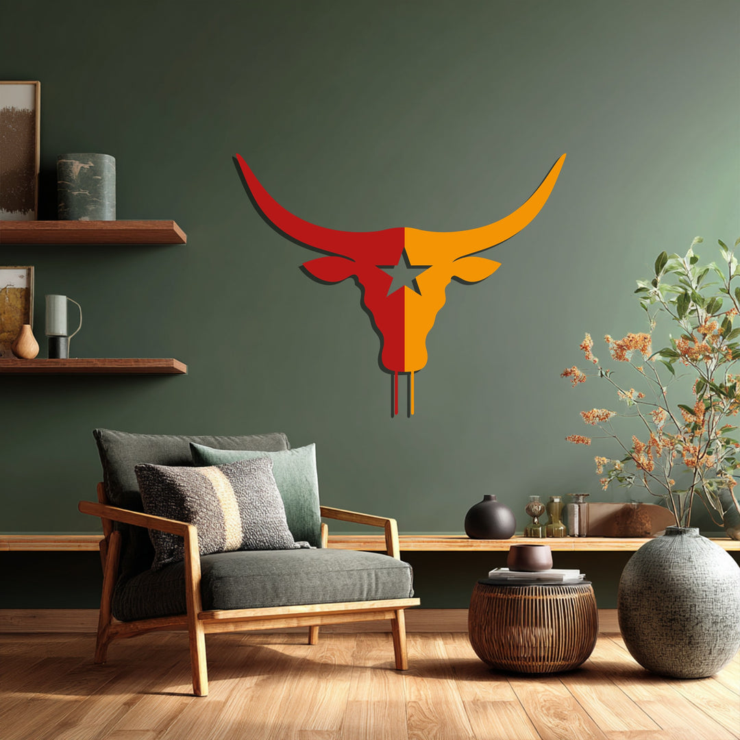 تكساس لونغ هورن ستار – غربي فن جداري معدني