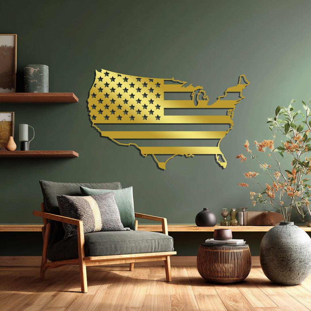Modern black USA wall art sculpture for office or home