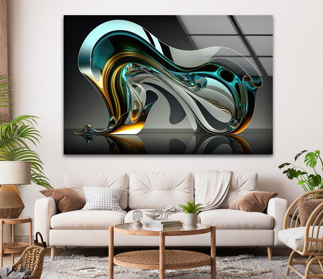 NeoLumen Fluid Arc: Escultura cromática futurista Arte En Vidrio Para Pared