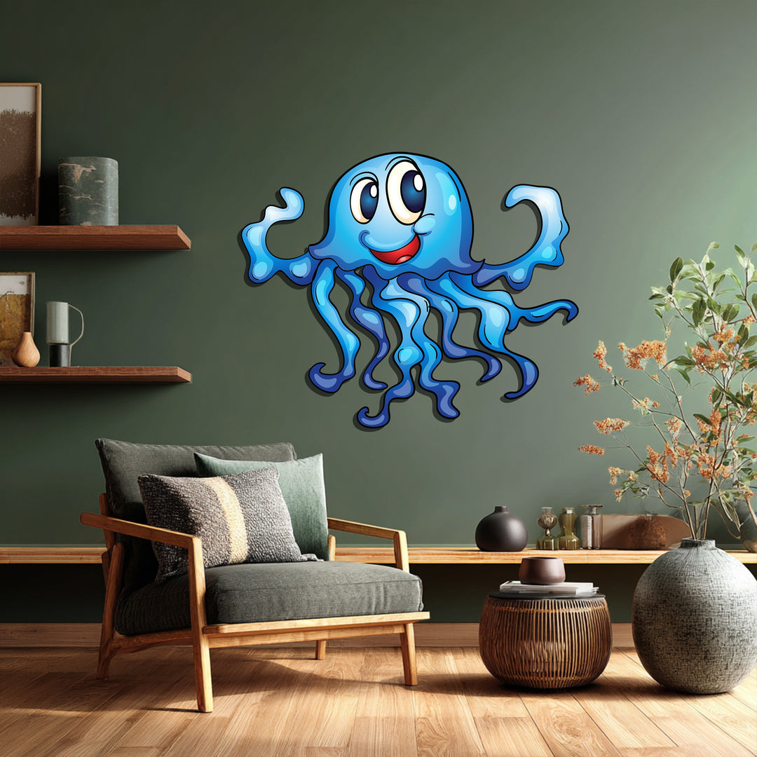Happy Jellyfish Metal Wall Art – Playful Ocean-Inspired Design