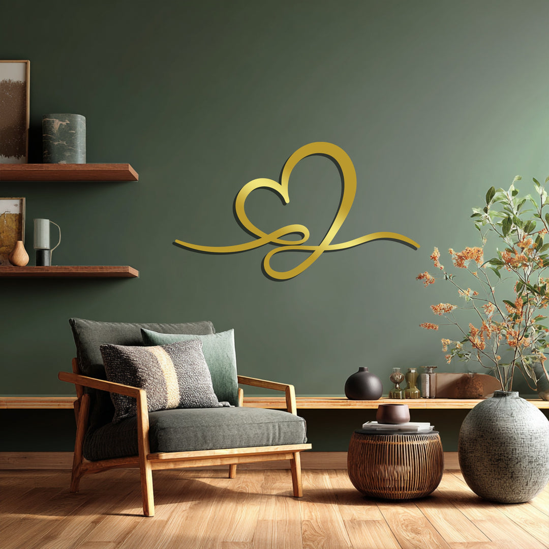 Heart Line – Minimalist Love Metal Wall Art