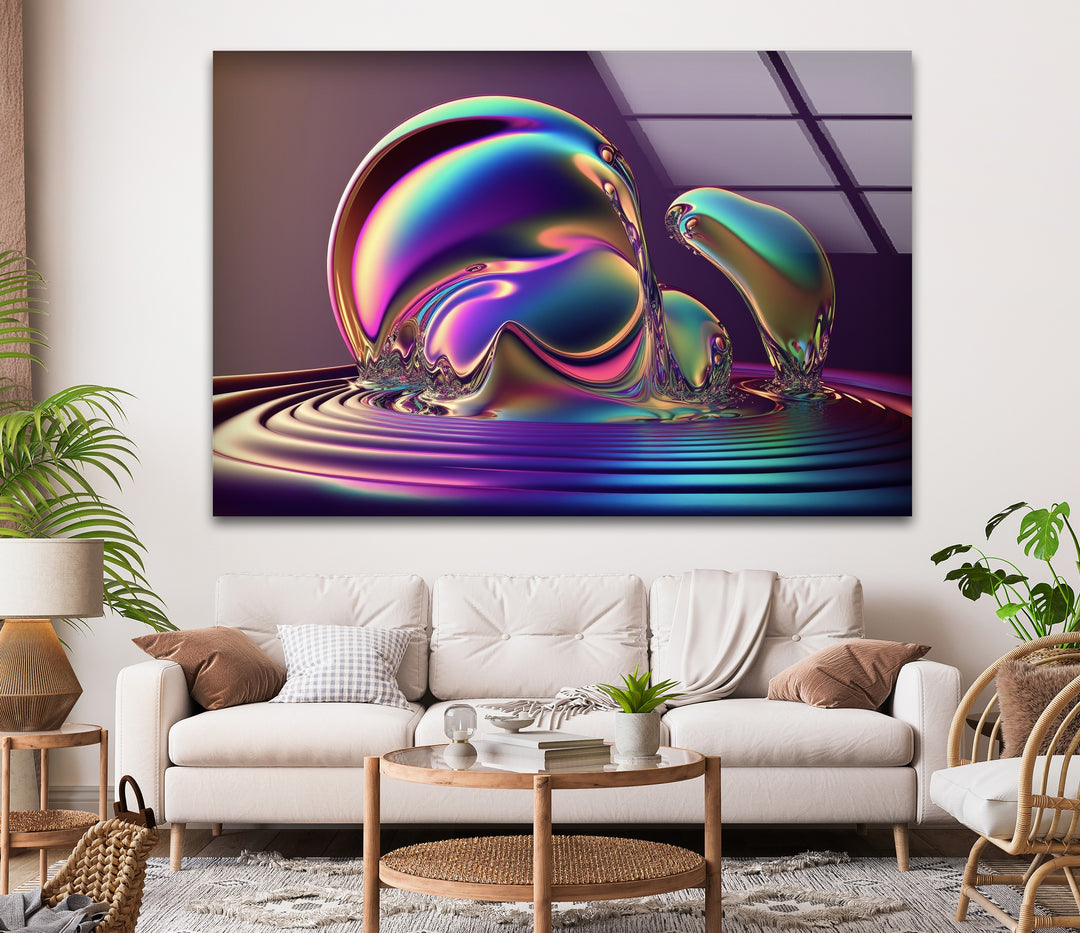 Forma ondulata LuminaFlux – Sfera liquida cromatica Quadri da Parete in Vetro