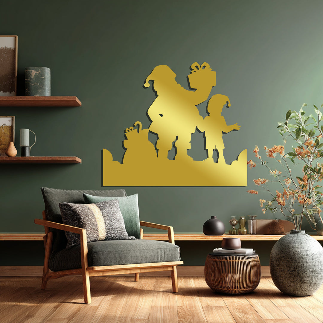 لحظة هدية سانتا – عيد الميلاد فن جداري معدني