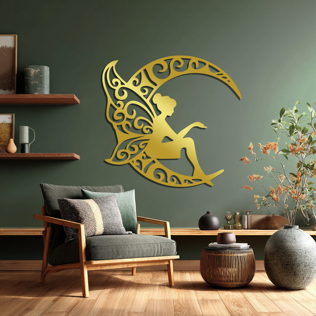 Laser-cut moon fairy artwork – modern fantasy home decoration