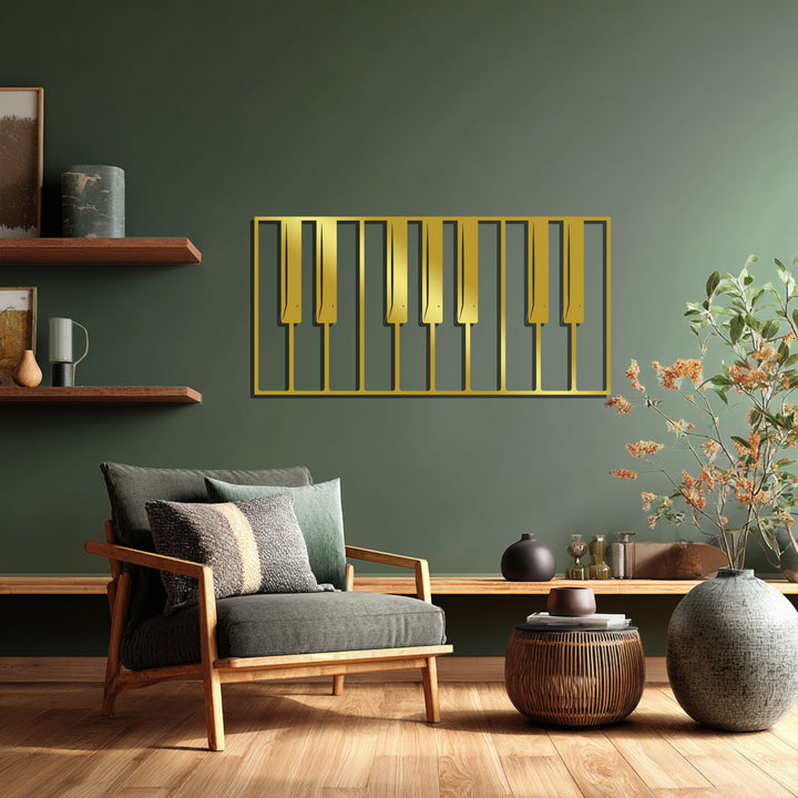 Contemporary piano keys design metal wall hanging